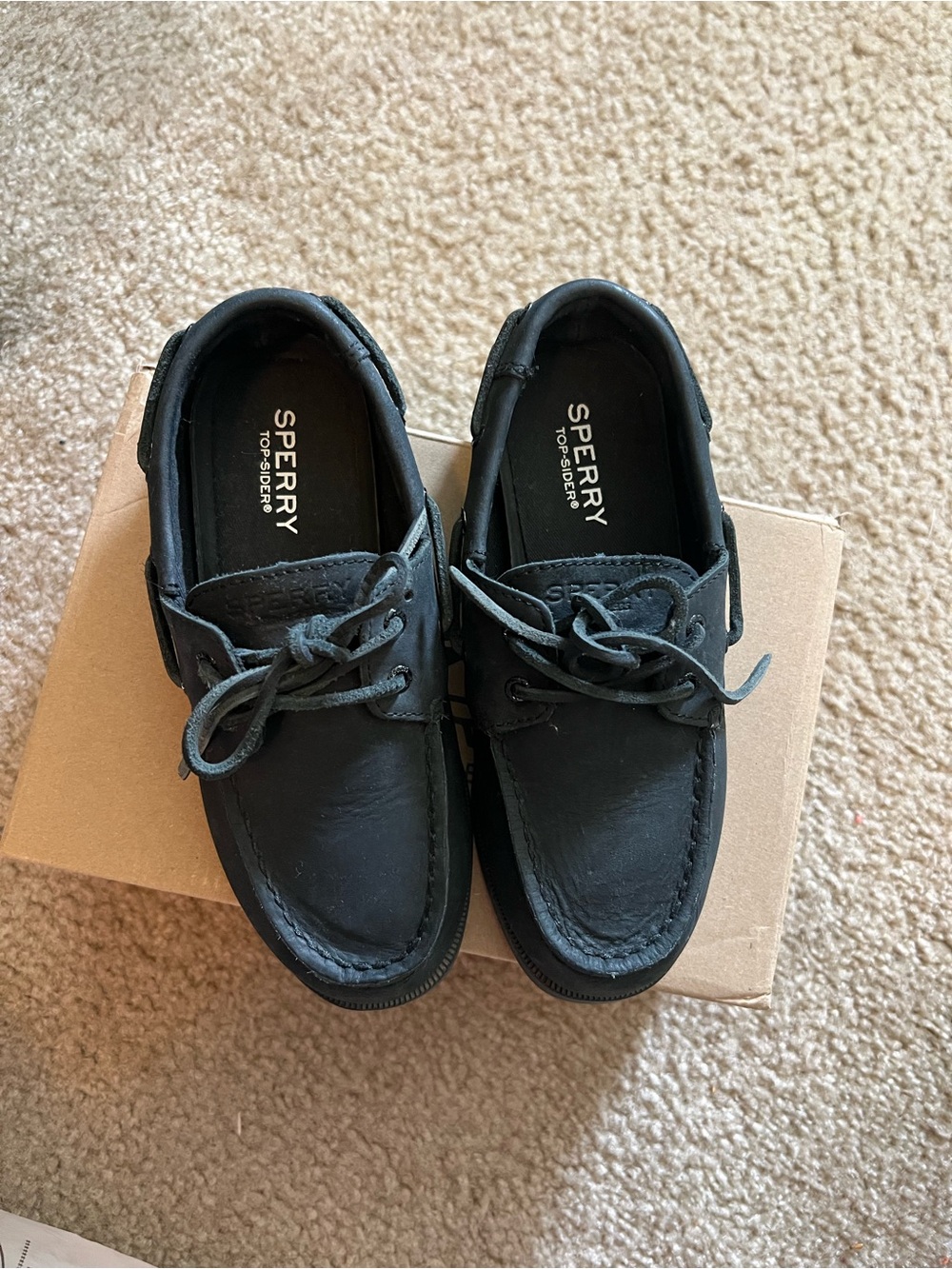 Sperry Black Boat Shoes for kids